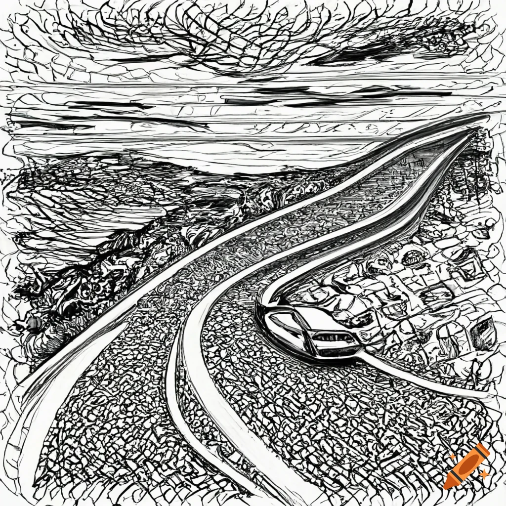 Modern car on a winding road with a breathtaking view