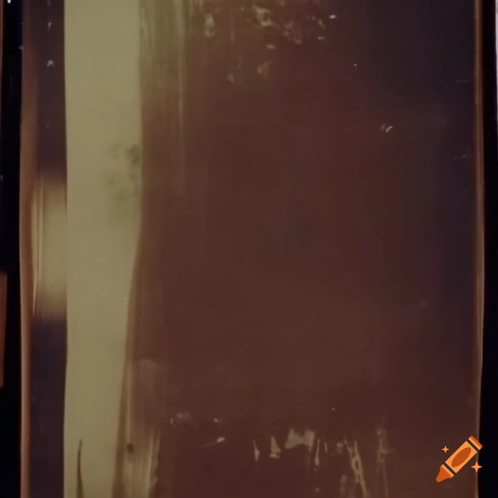 Vintage 1970s polaroid with film grain and scratches on dark background ...