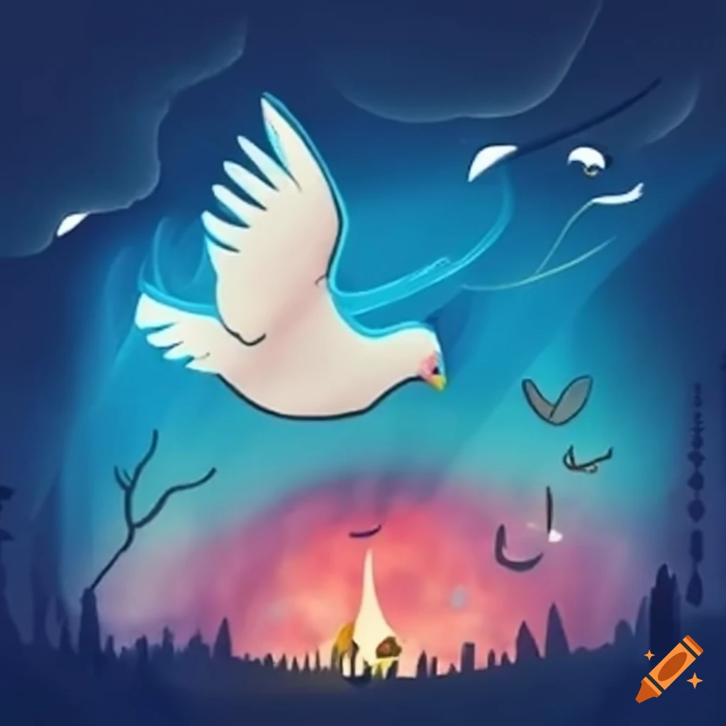 Kids drawing of a dove of peace advocating against nuclear weapons in Finland