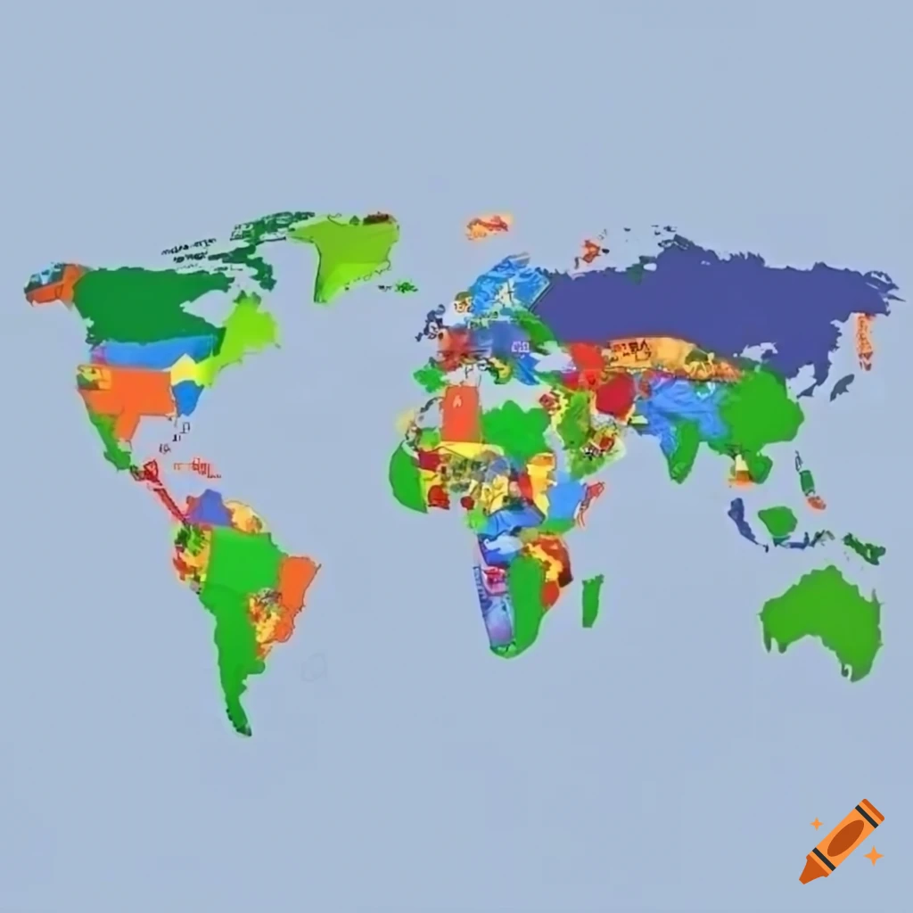 Political world map showing country borders