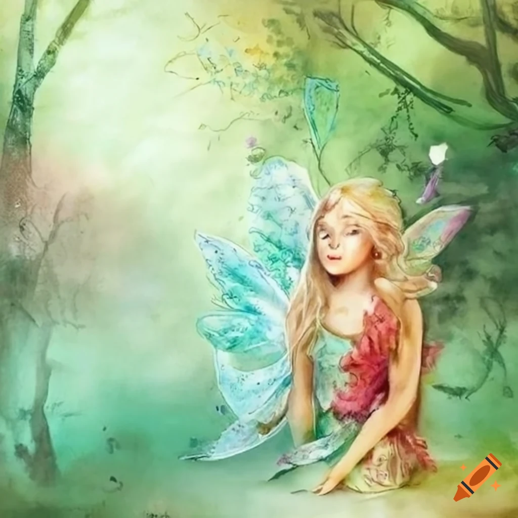 Whimsical woodland fairies in watercolor