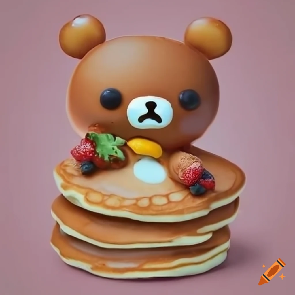 Stack of cute rilakkuma-shaped pancakes