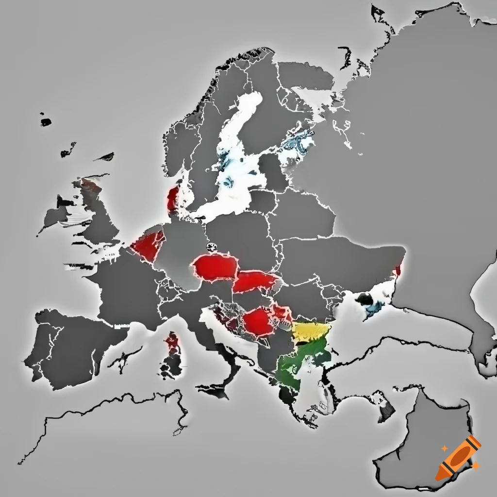 Map showing different countries and borders