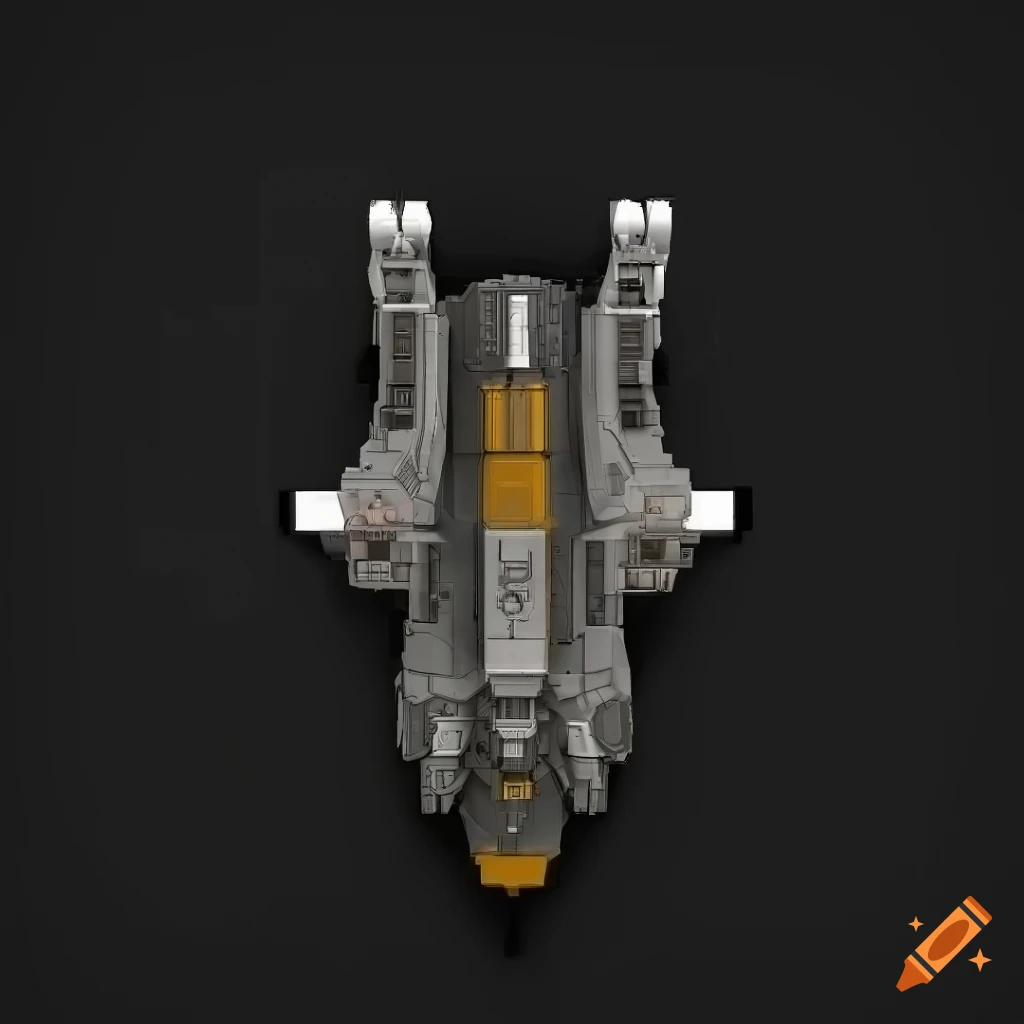 Top-down view space ship in a dark sci-fi setting