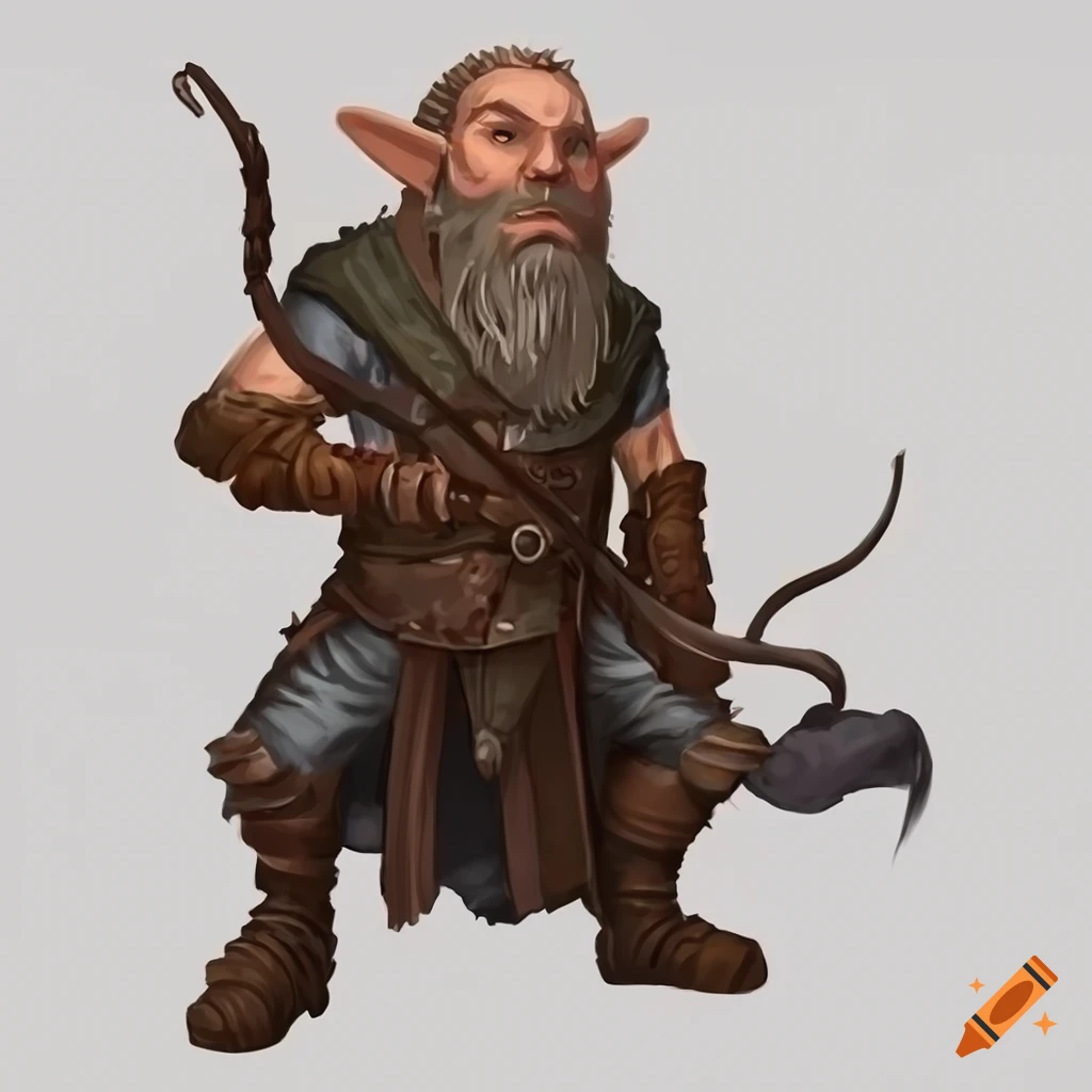 Gnome ranger dnd character with brown greying beard on Craiyon