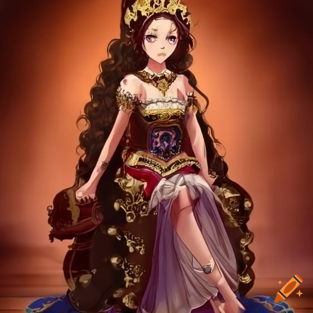 Elegant spanish oriental princess mixed with ifrit in anime style on ...