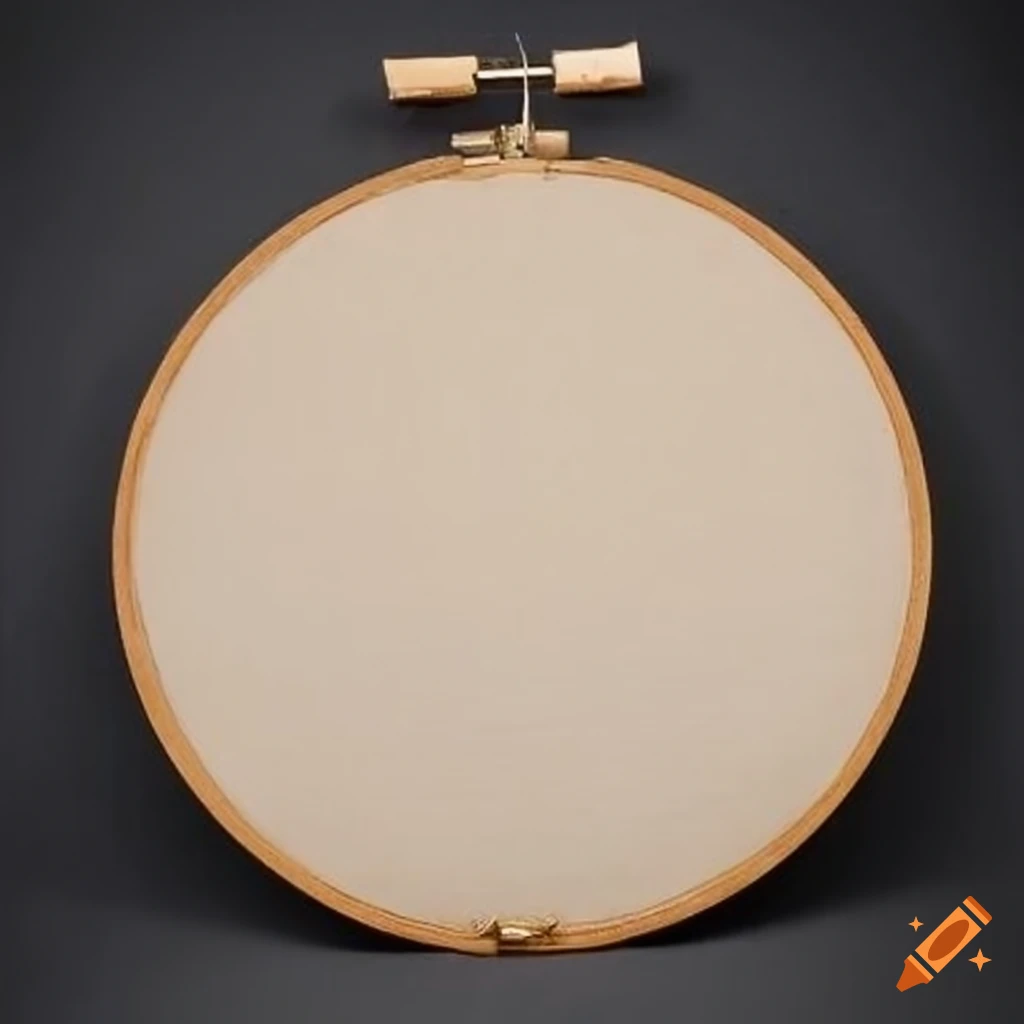 Vintage embroidery hoop with blank cream fabric on Craiyon
