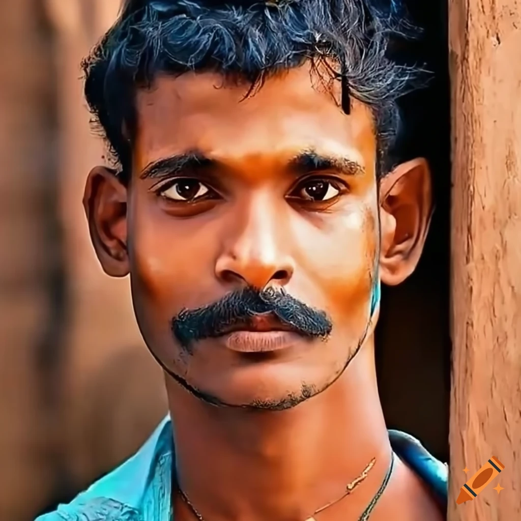 Indian young man in a village setting