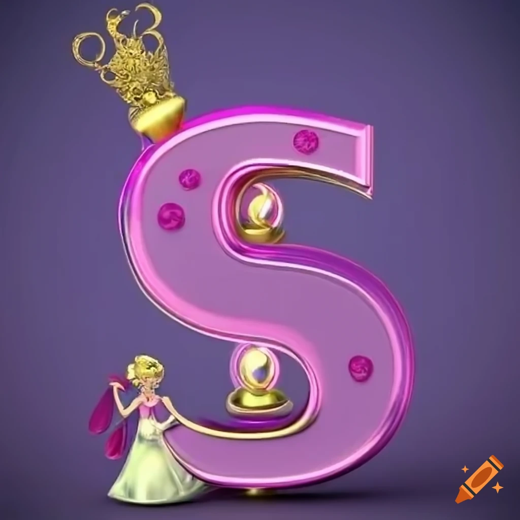 Princess fancy style letter s in 3d render on Craiyon