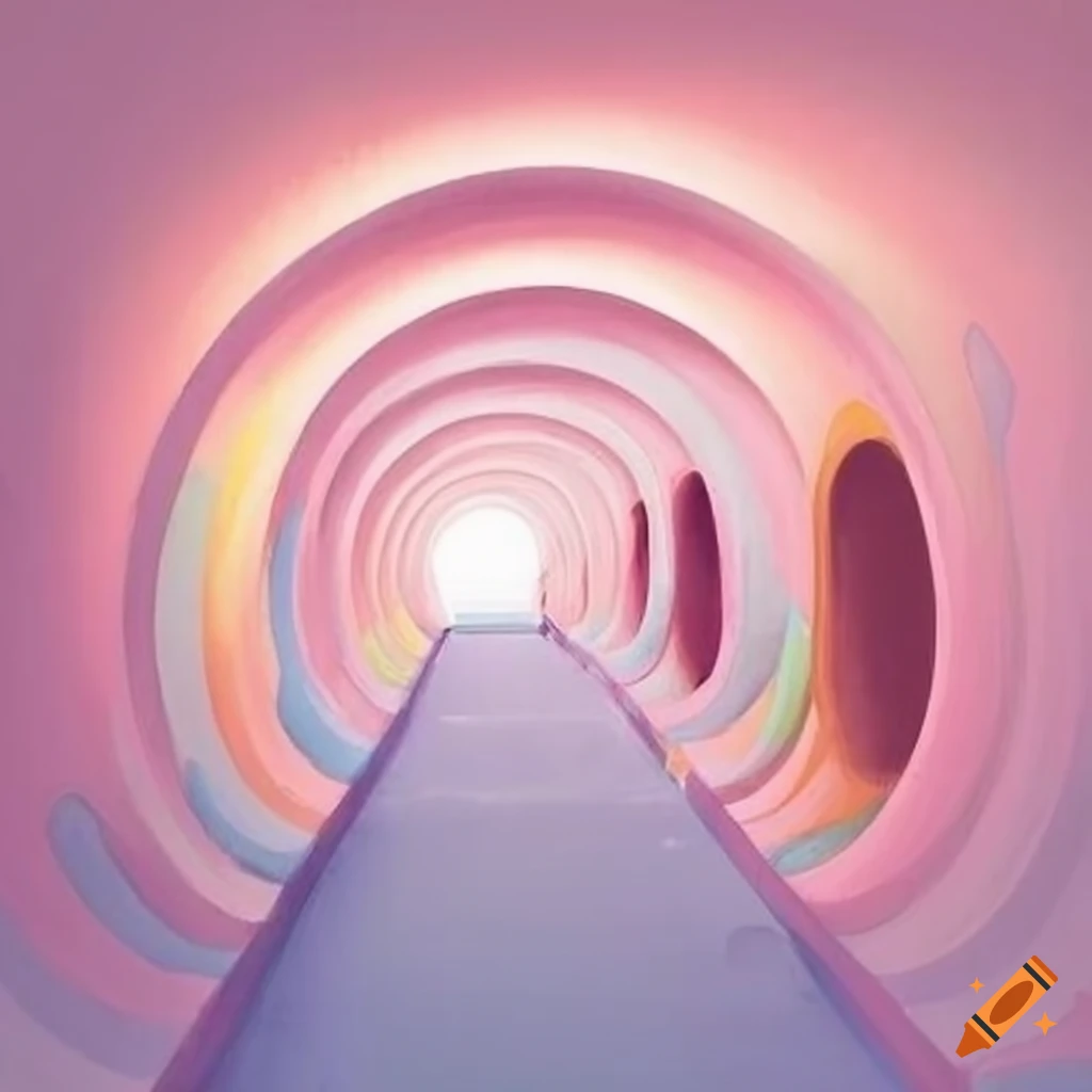 Pastel play place with tunnels and drawings on walls