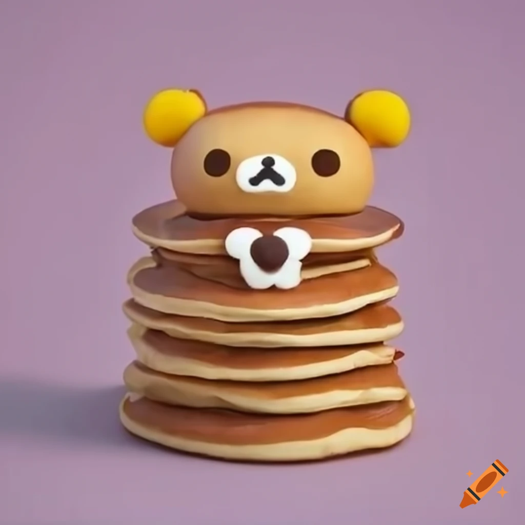 Delicious stack of rilakkuma-shaped pancakes