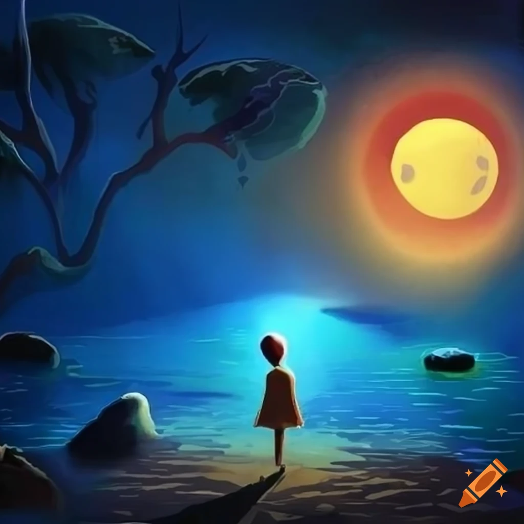 Illustration in the style of Dixit depicting eco-anxiety themes