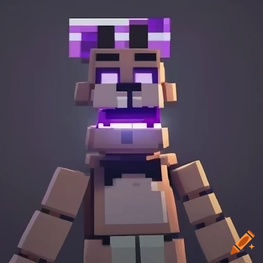 Minecraft enderman and Freddy Fazbear emoting in the FNAF house