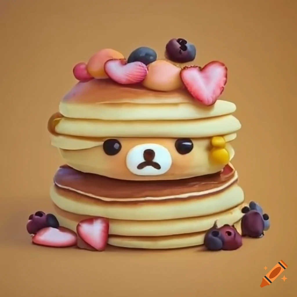 Stack of pancakes shaped like Rilakkuma