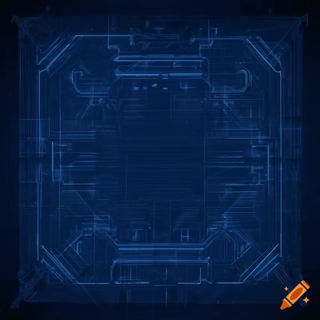 Futuristic microchip blueprint with industrial textures