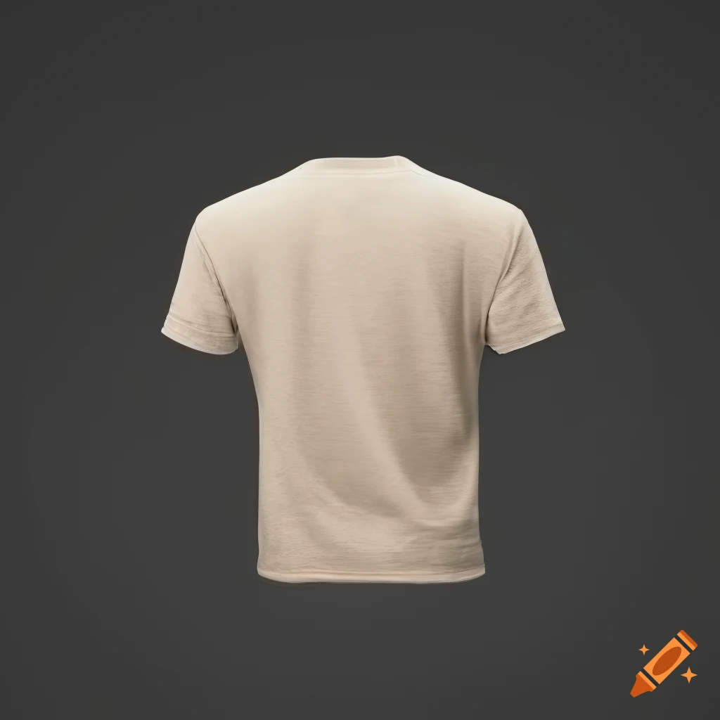 Cream T-shirt mockup from behind with studio lighting