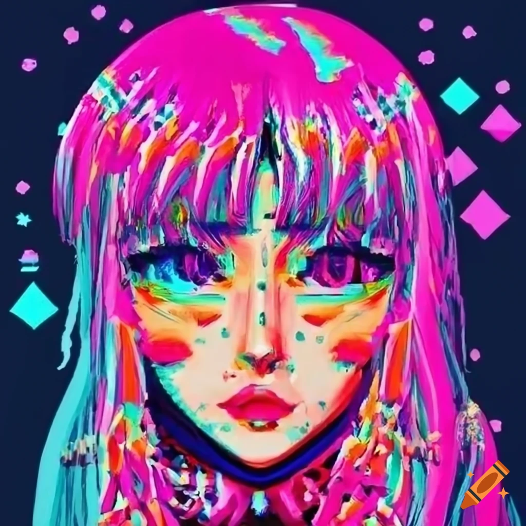 Glitchcore lady on Craiyon