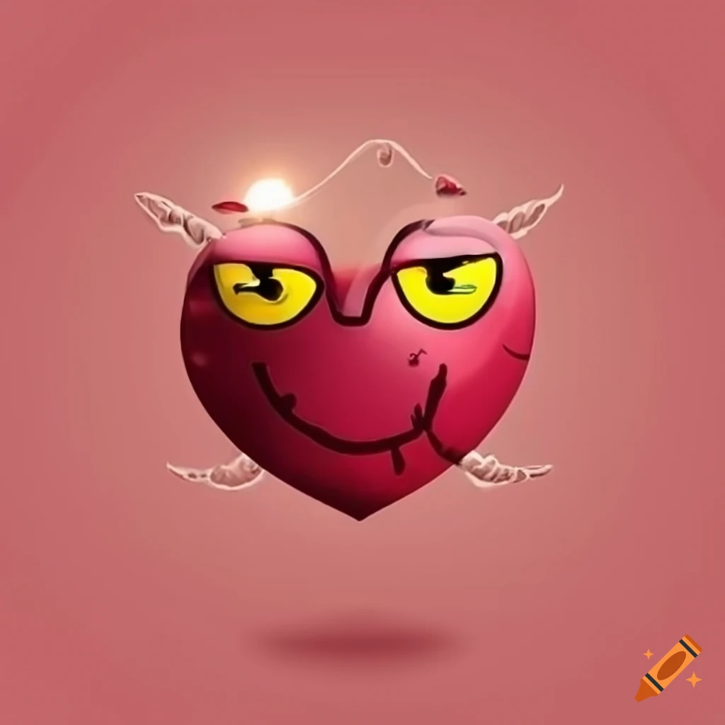 Heart with wings smiley graffiti art