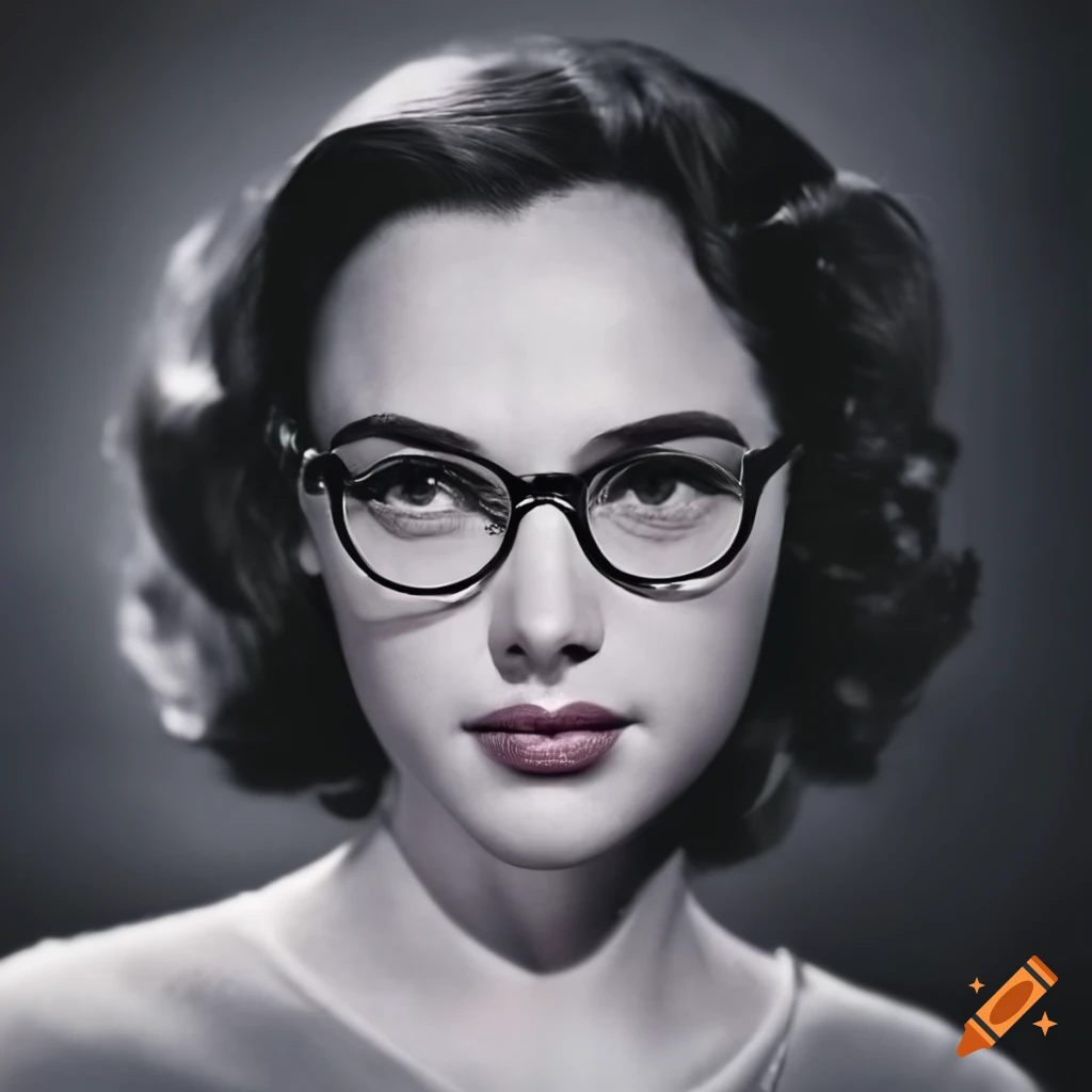 Portrait of a young woman with glasses and long black hair on Craiyon