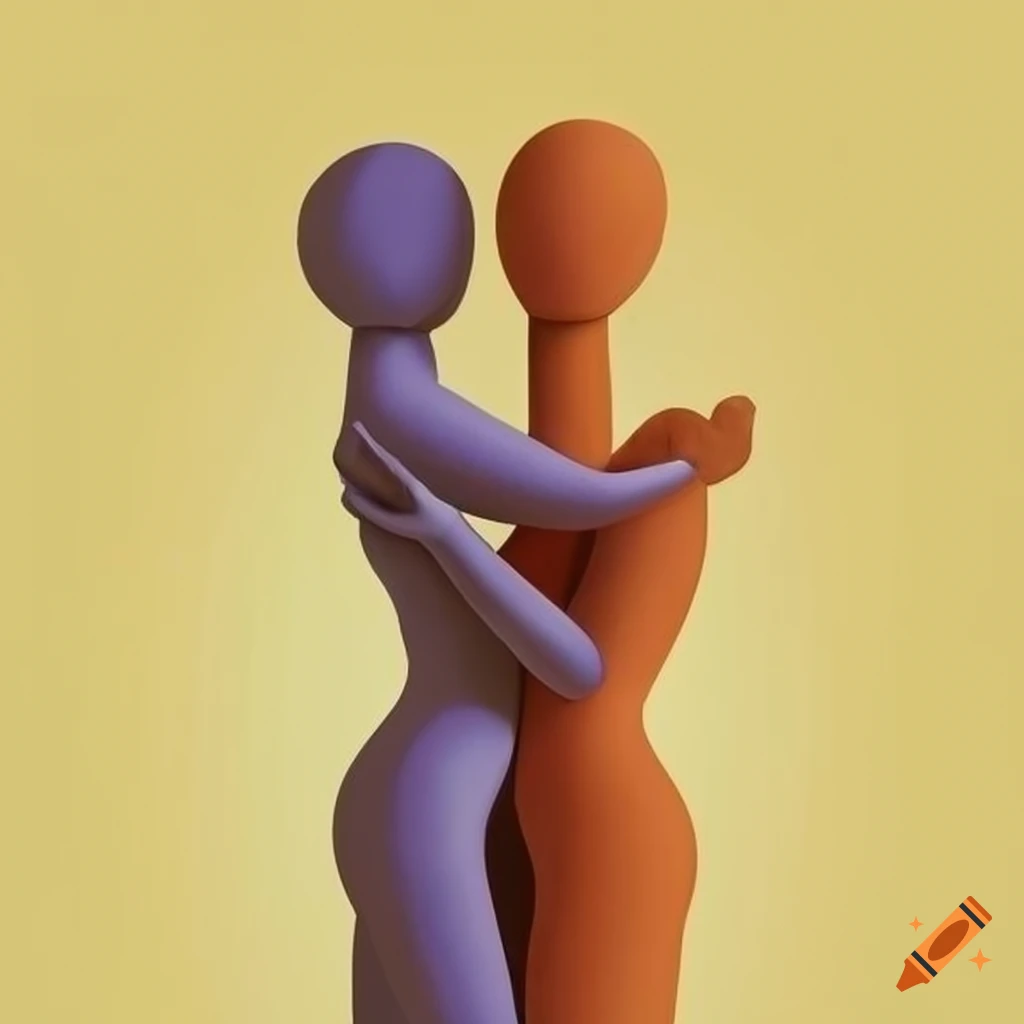 Intricate and emotional abstract pop art of hugging figures