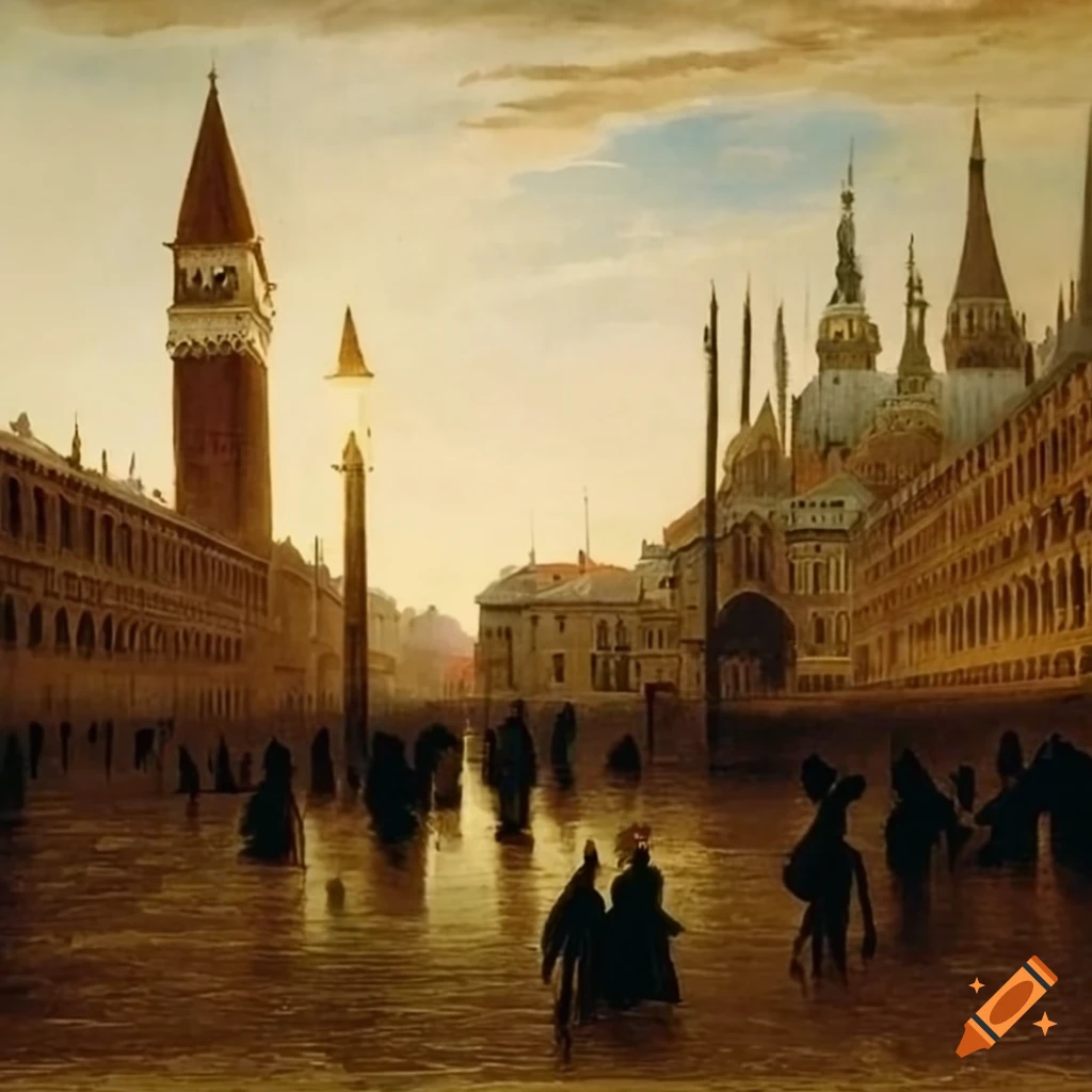 Markusplatz in Venice in the style of Caspar David Friedrich