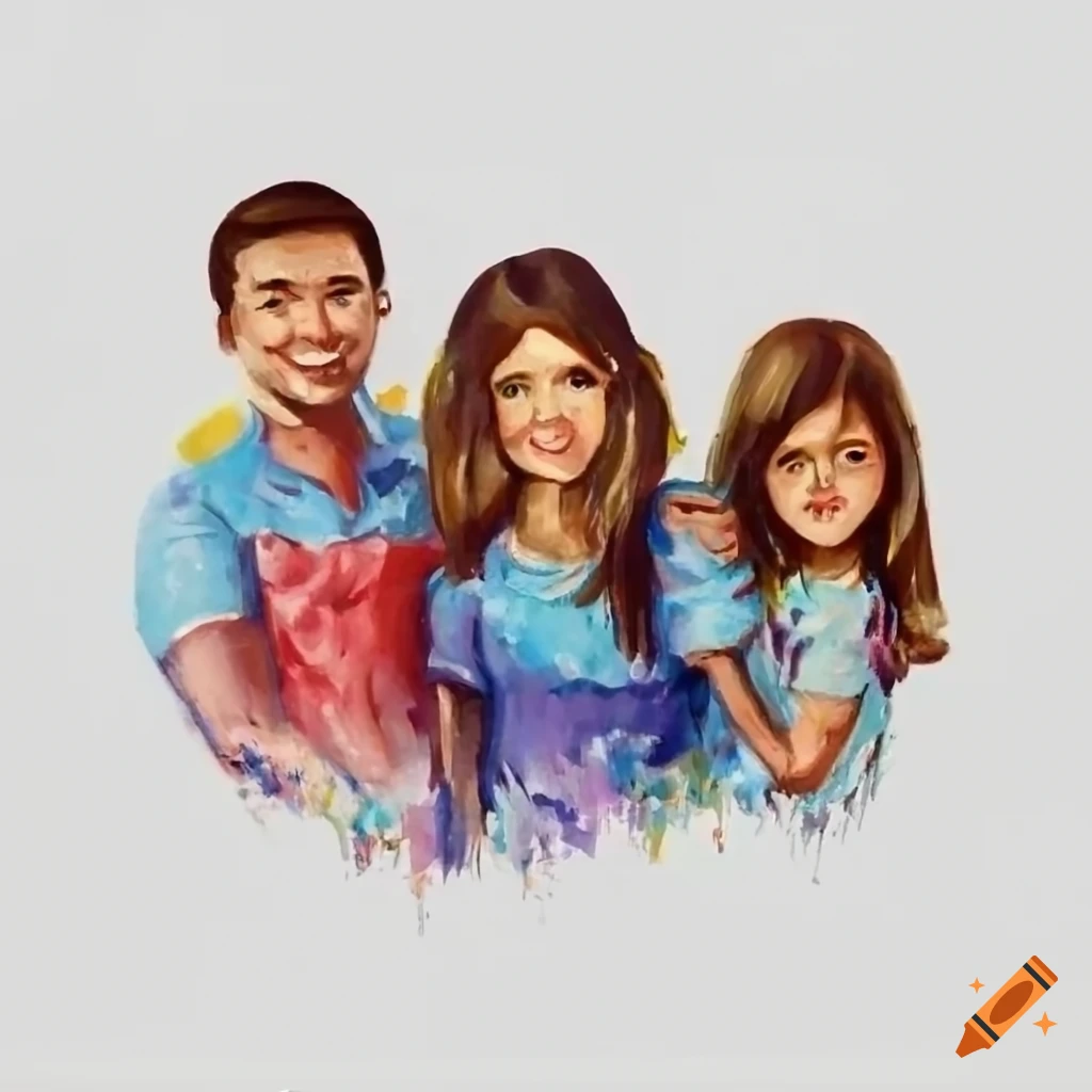 Painted family portrait illustration on Craiyon