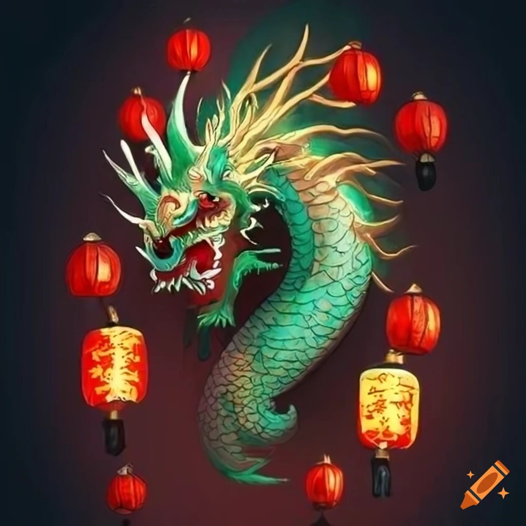 Chinese dragon with lanterns