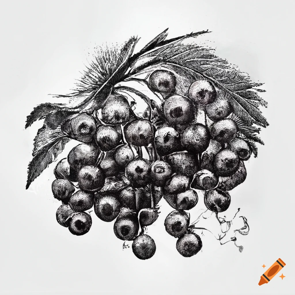 Vintage elderberry illustration on white background