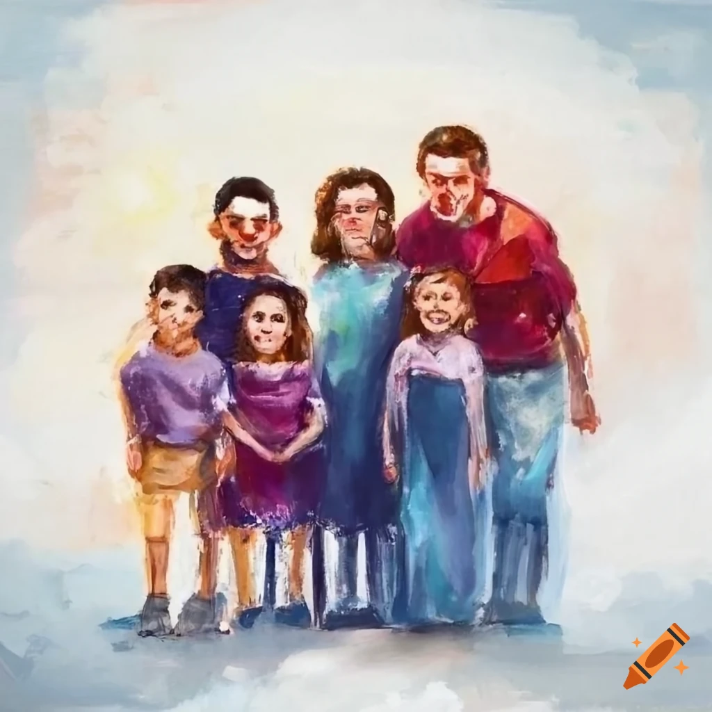 Painted family portrait illustration on Craiyon