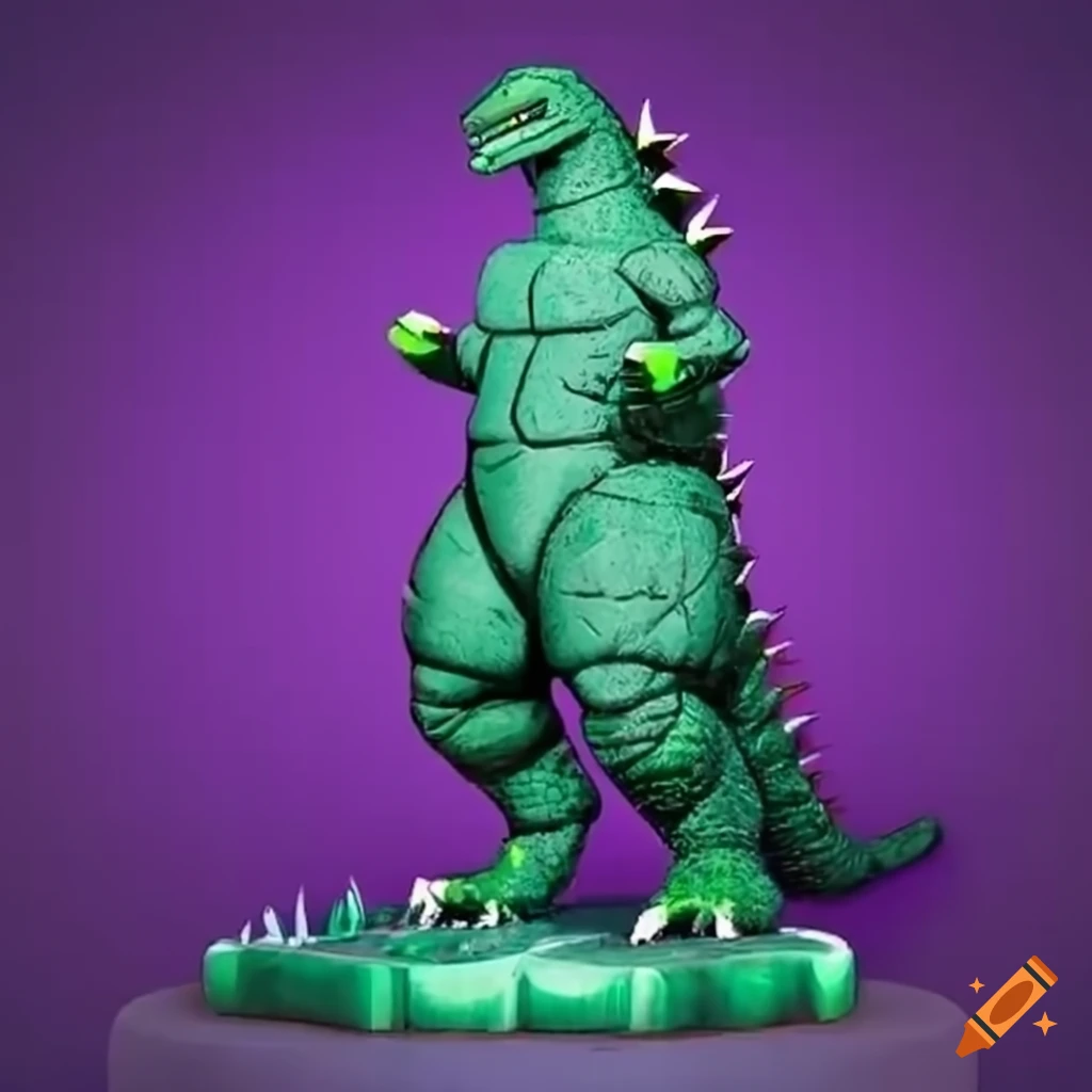 Powerful Godzilla as a Dragonball Z character made of Zircon