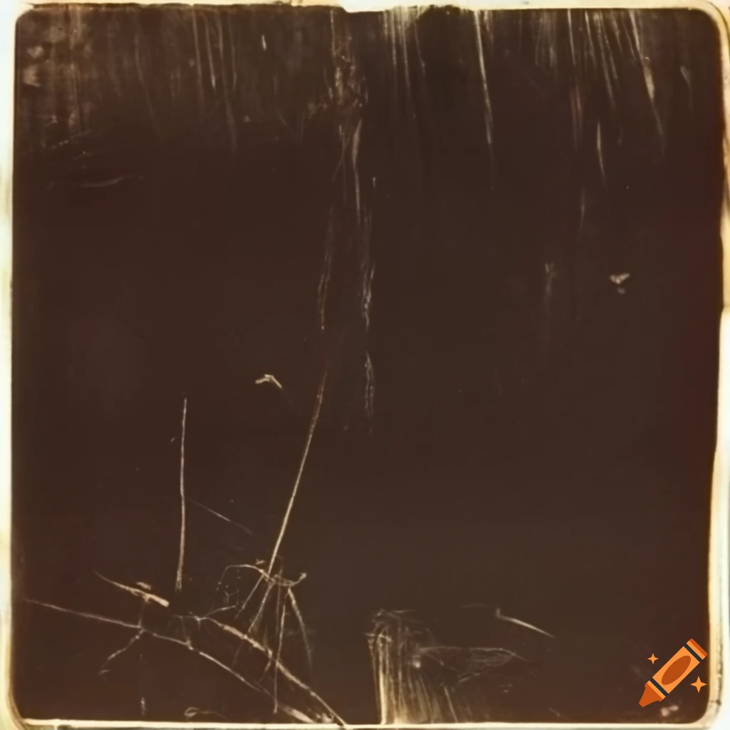 Vintage 1970s polaroid with film grain and scratches in dark setting on ...