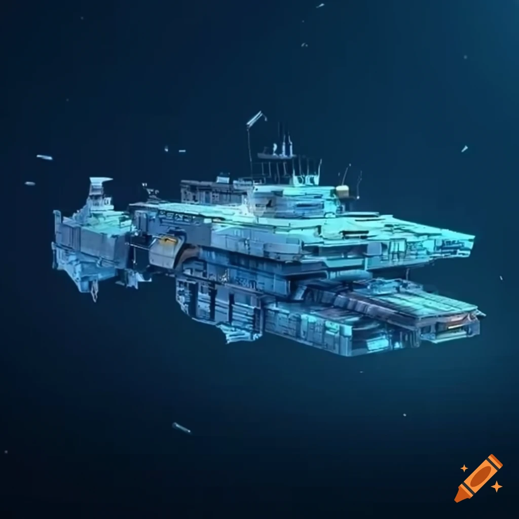 Detailed blueprint of an advanced spaceship mining vessel