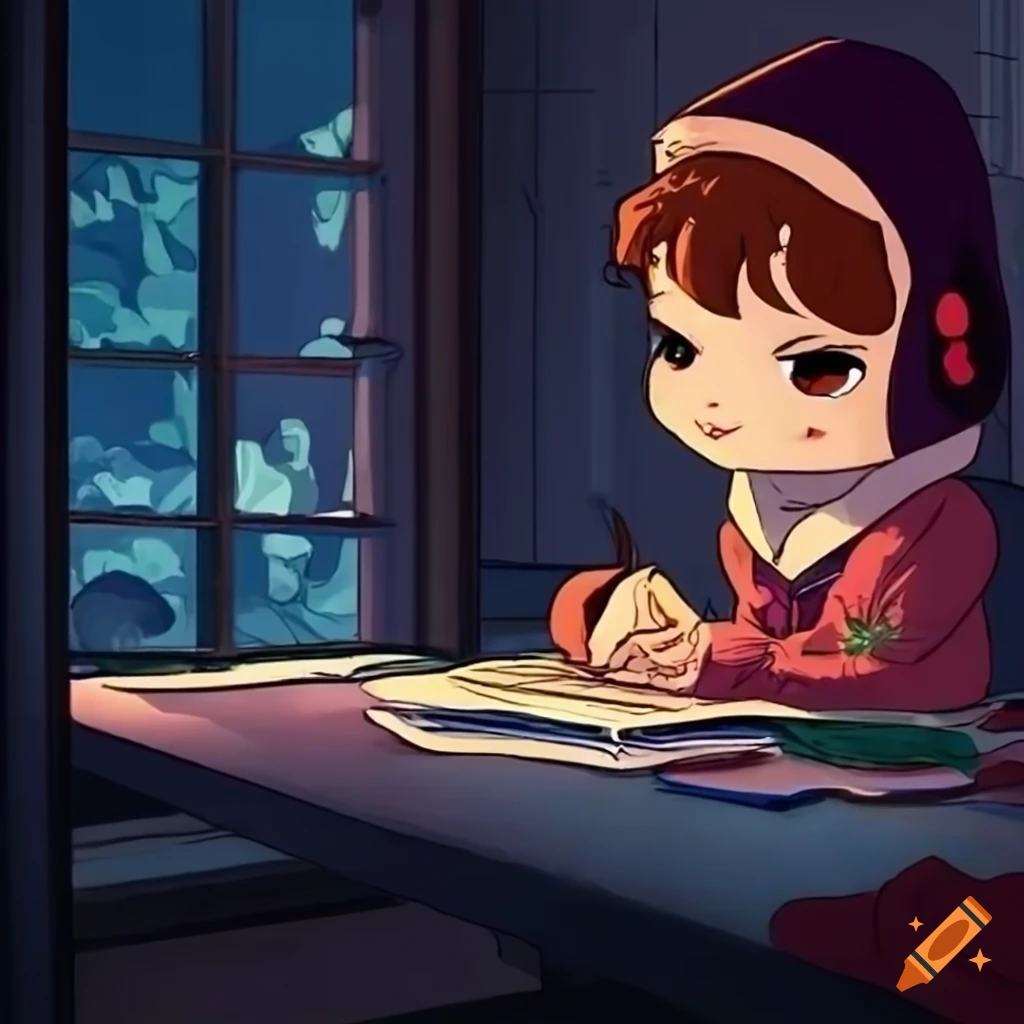 Lofi studying with cat in the window