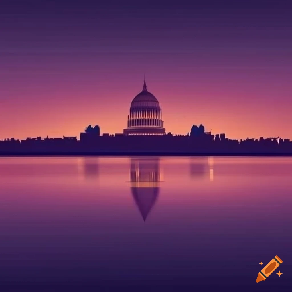 Subtle abstract design of Washington DC city skyline at dusk