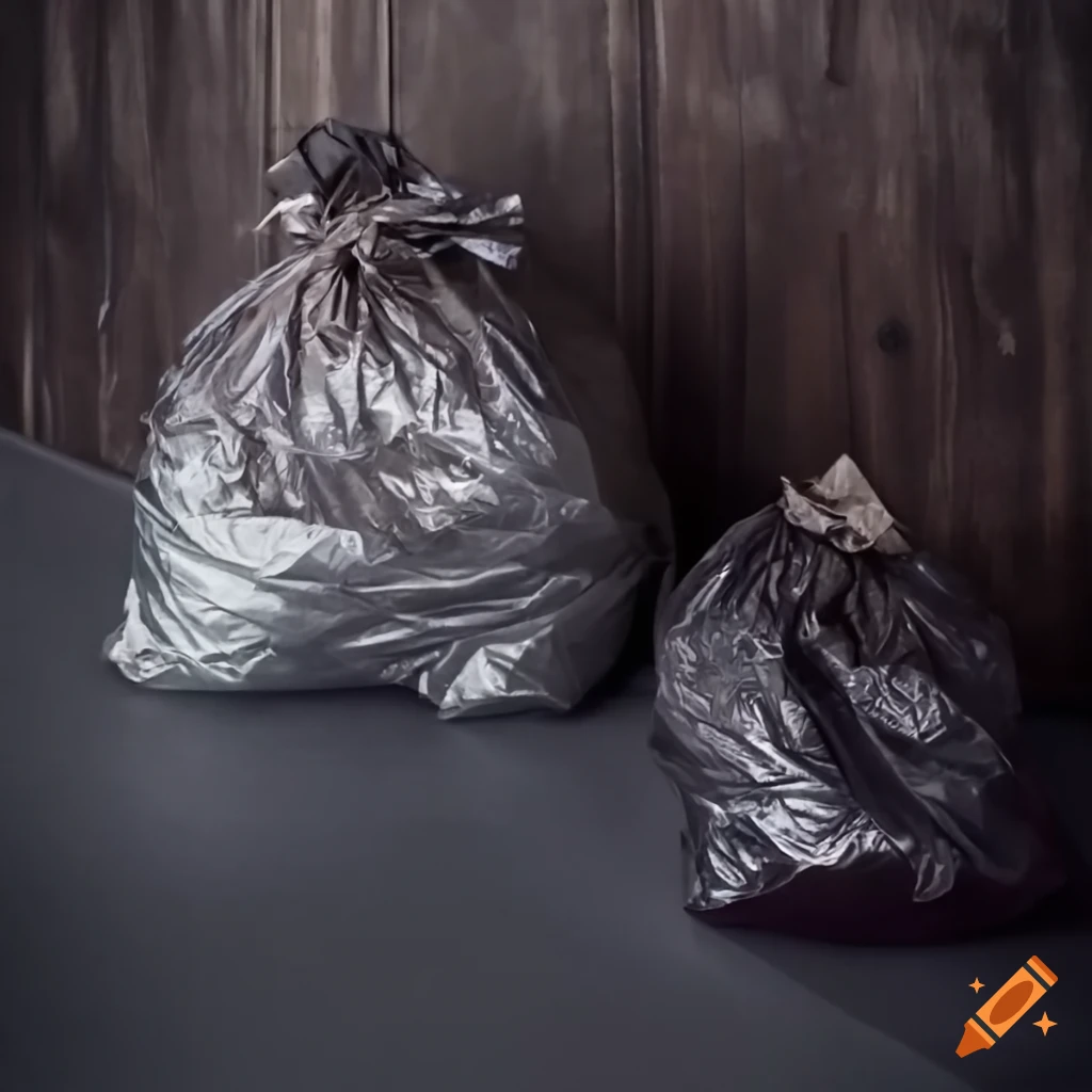Garbage bags on a gray table