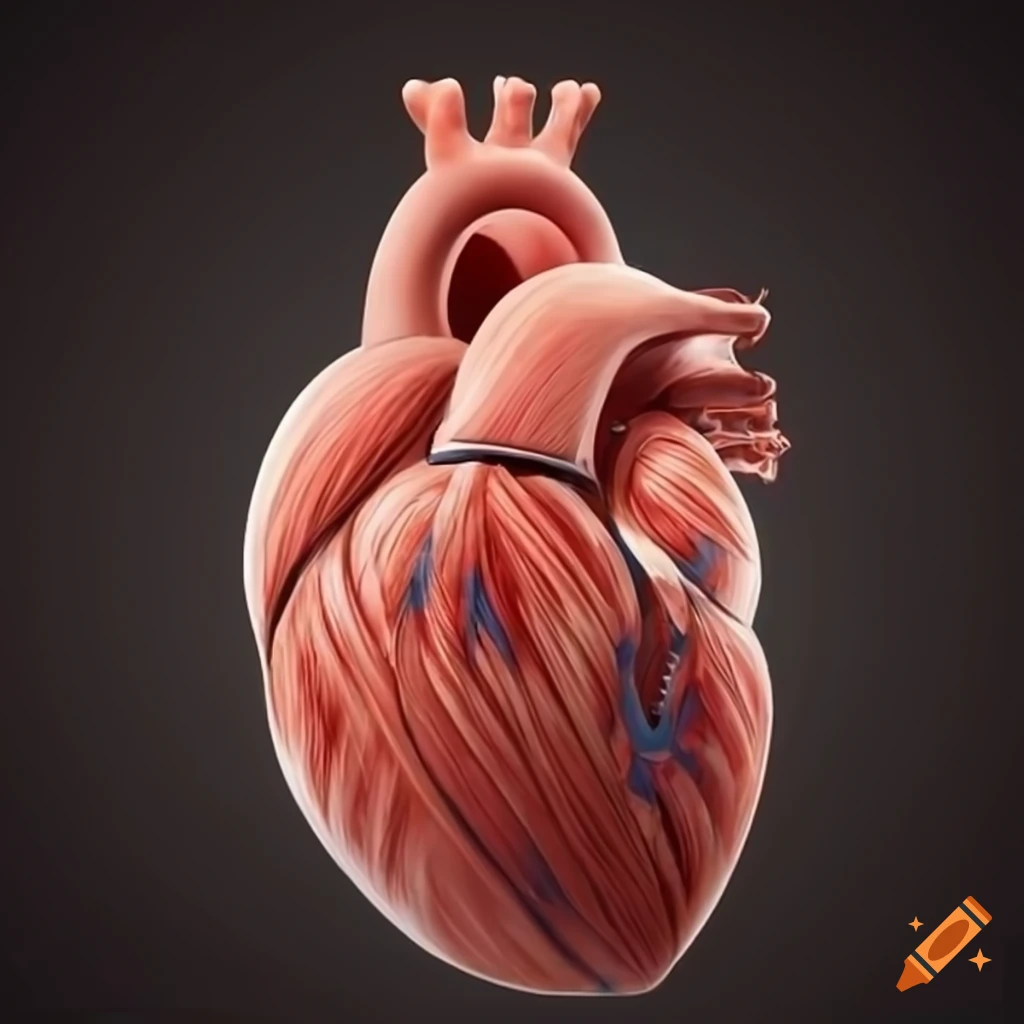 Illustration of a happy heart beating in realistic style