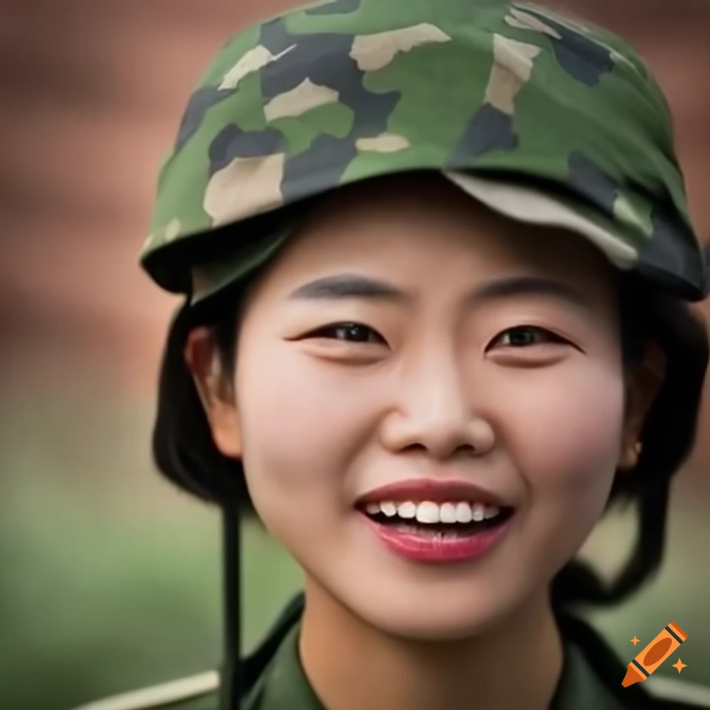 Chinese Army Women Smiling In A Close Up Photo On Craiyon