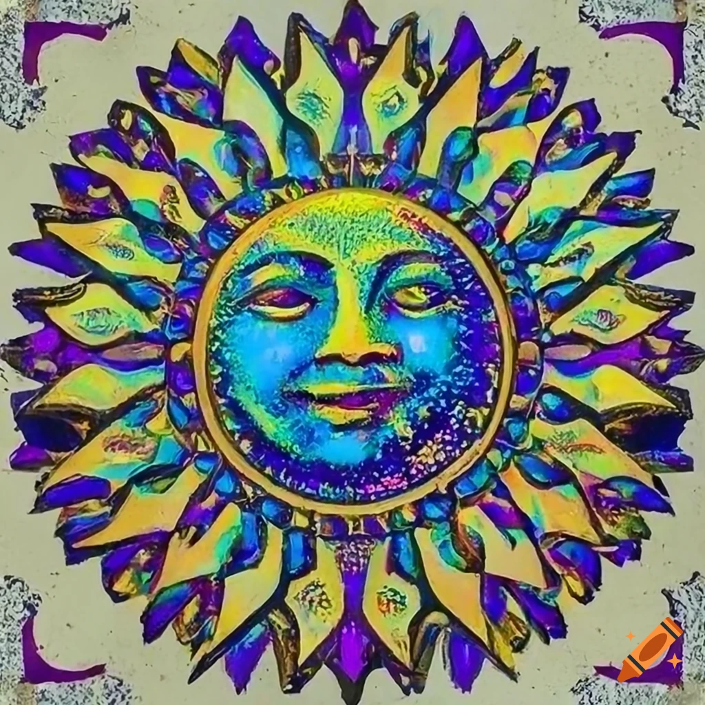 Smiling sun with iridescent pop art style