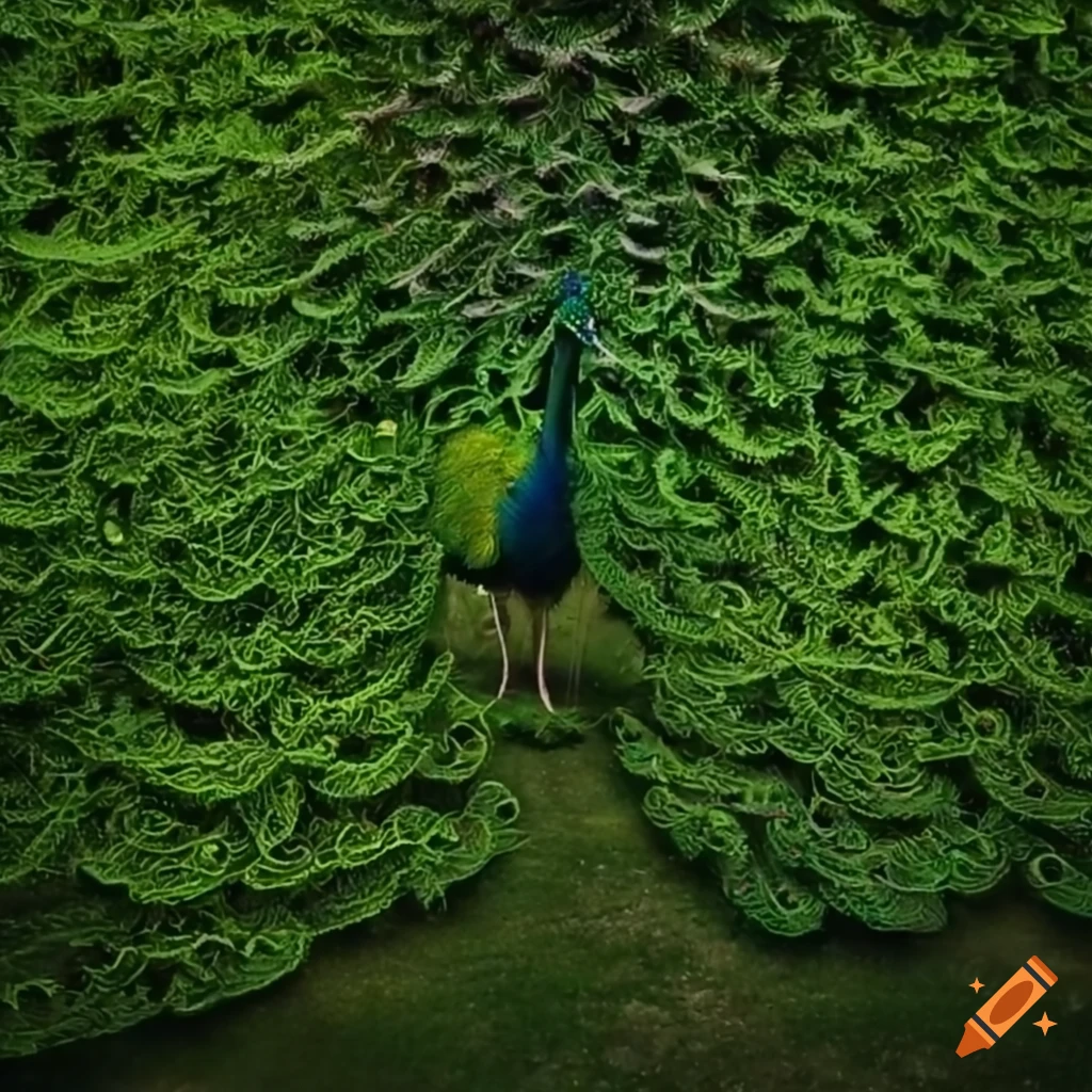 Peacock-shaped hedge