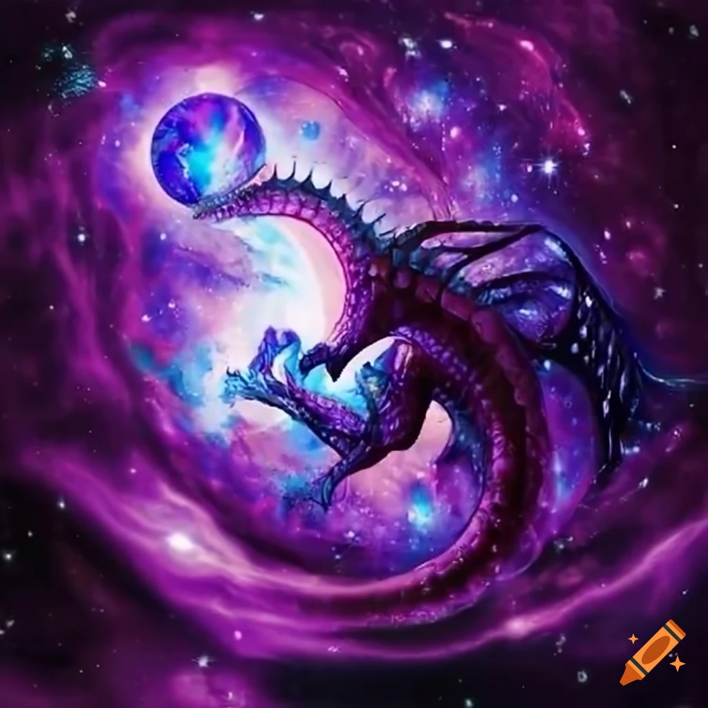 Image of a dark blue galaxy dragon on Craiyon