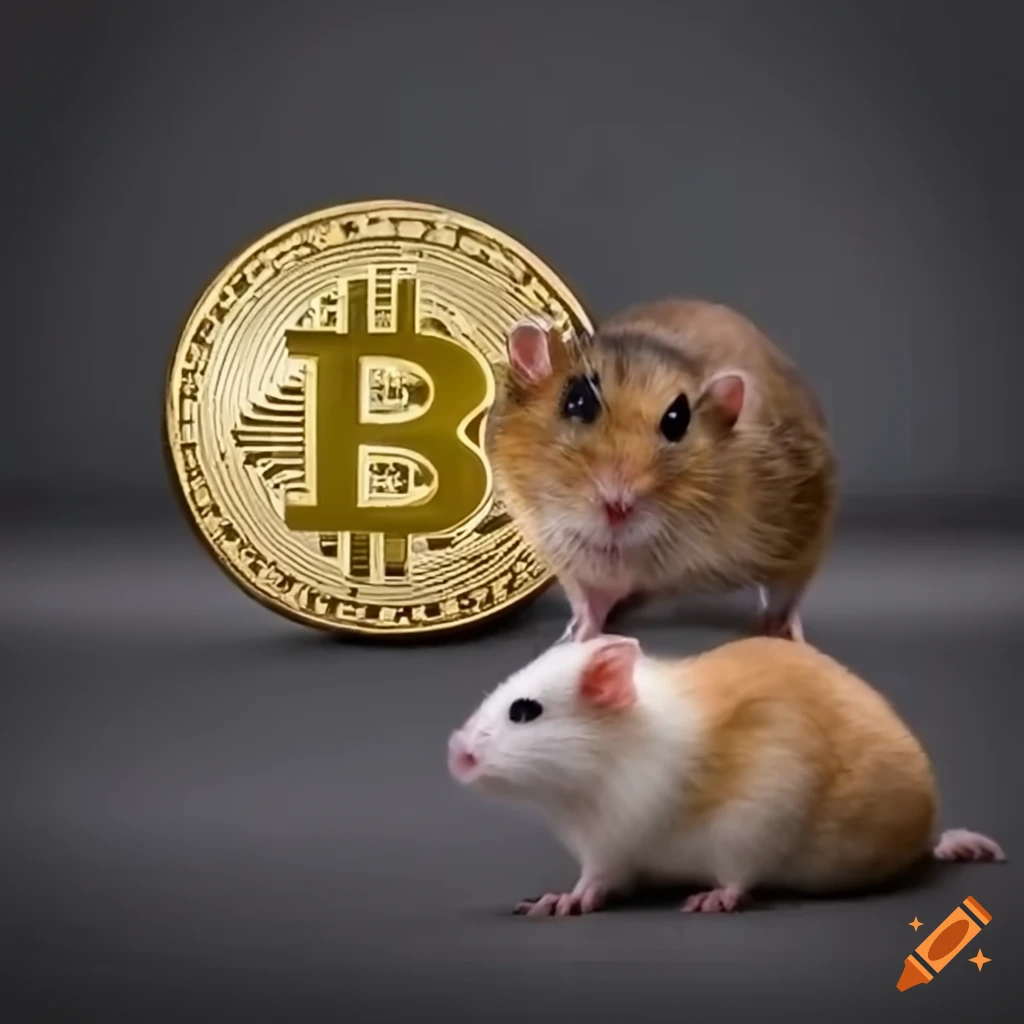 Bitcoin coin and a cute hamster on Craiyon