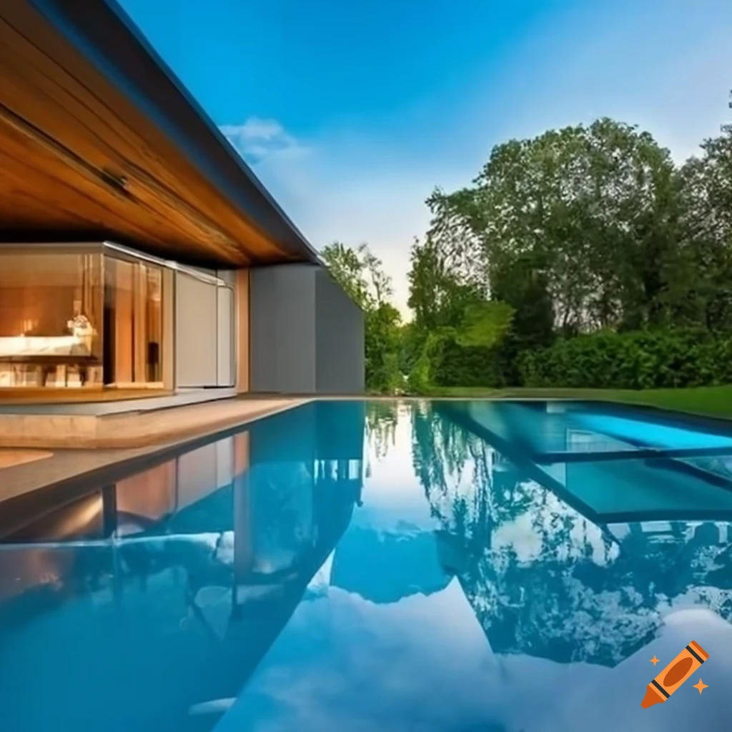 Modern pool with marble tiles