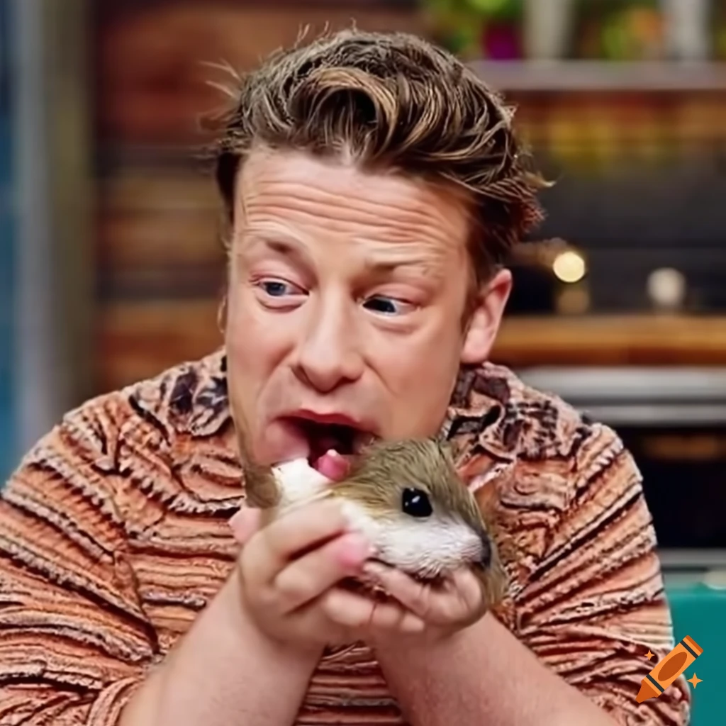 Jamie oliver enjoying a unique delicacy on Craiyon