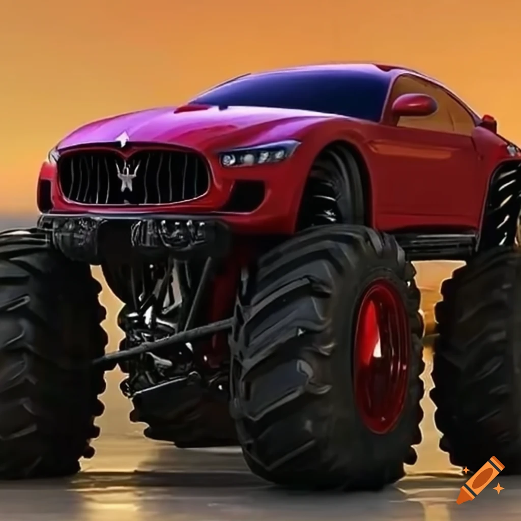 Maserati with monster truck wheels