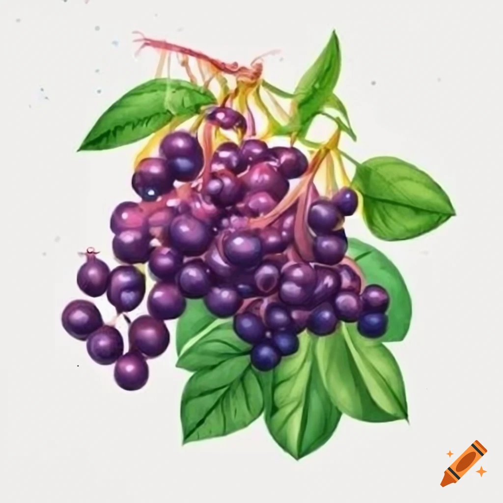 Vintage elderberry illustration on white background
