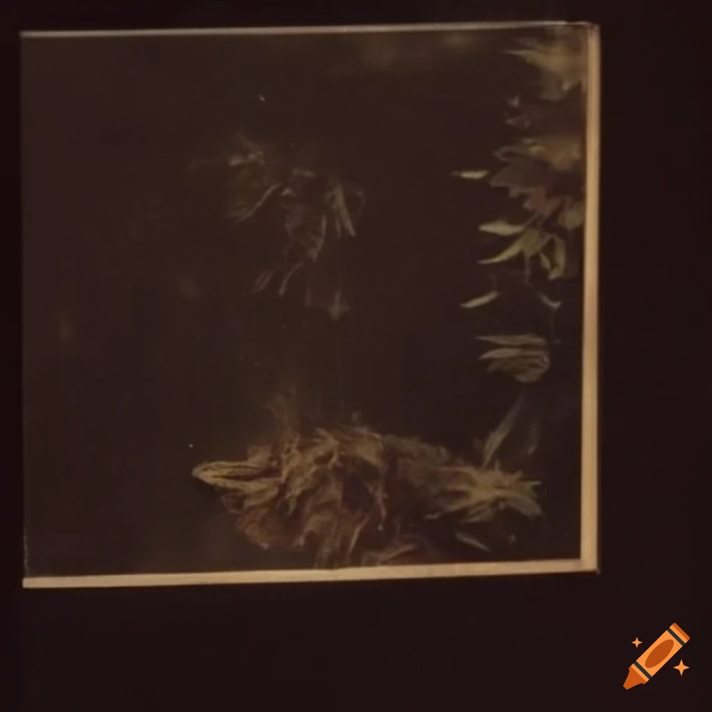 Vintage 1970s polaroid of herbarium in dark on Craiyon