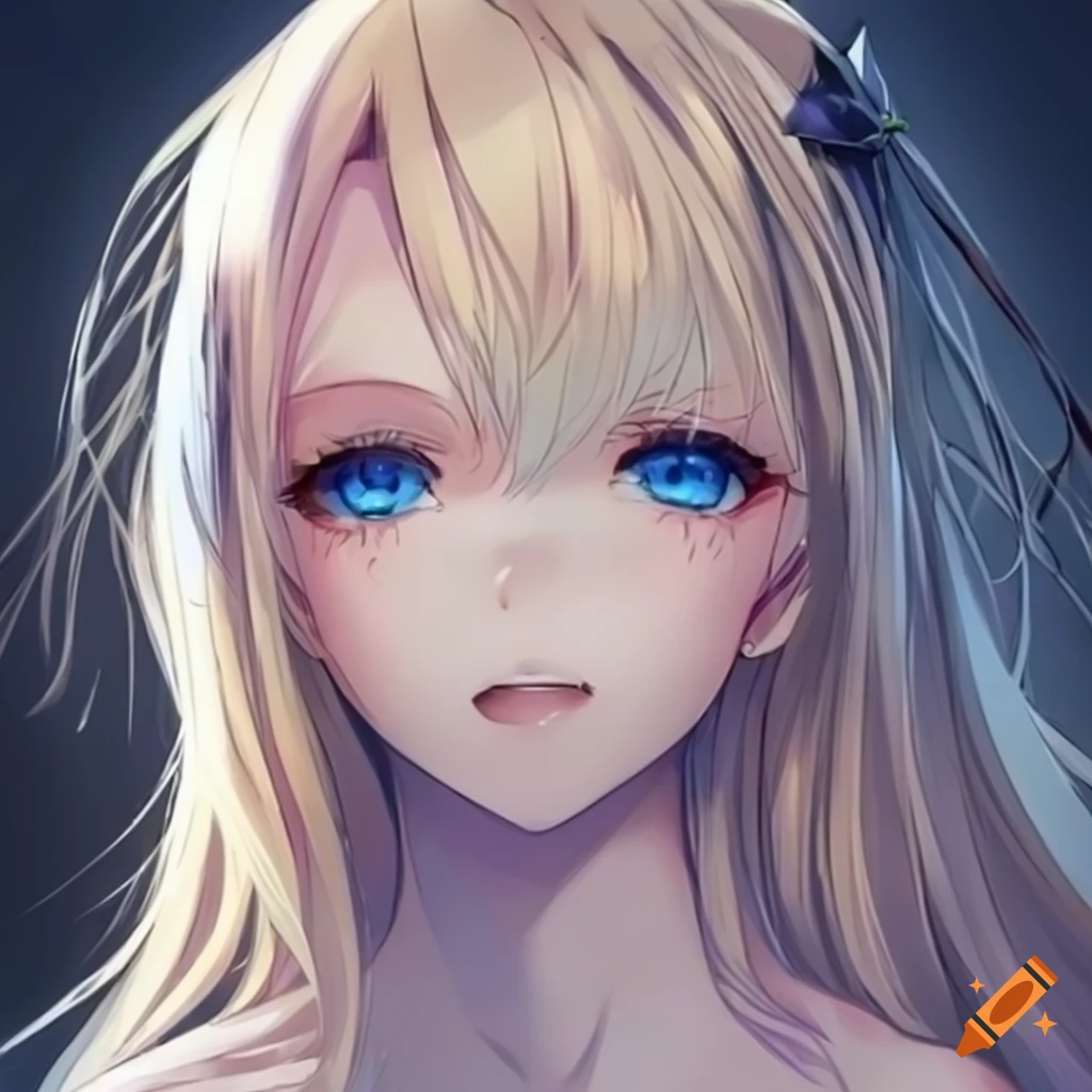 Blonde anime girl with blue eyes