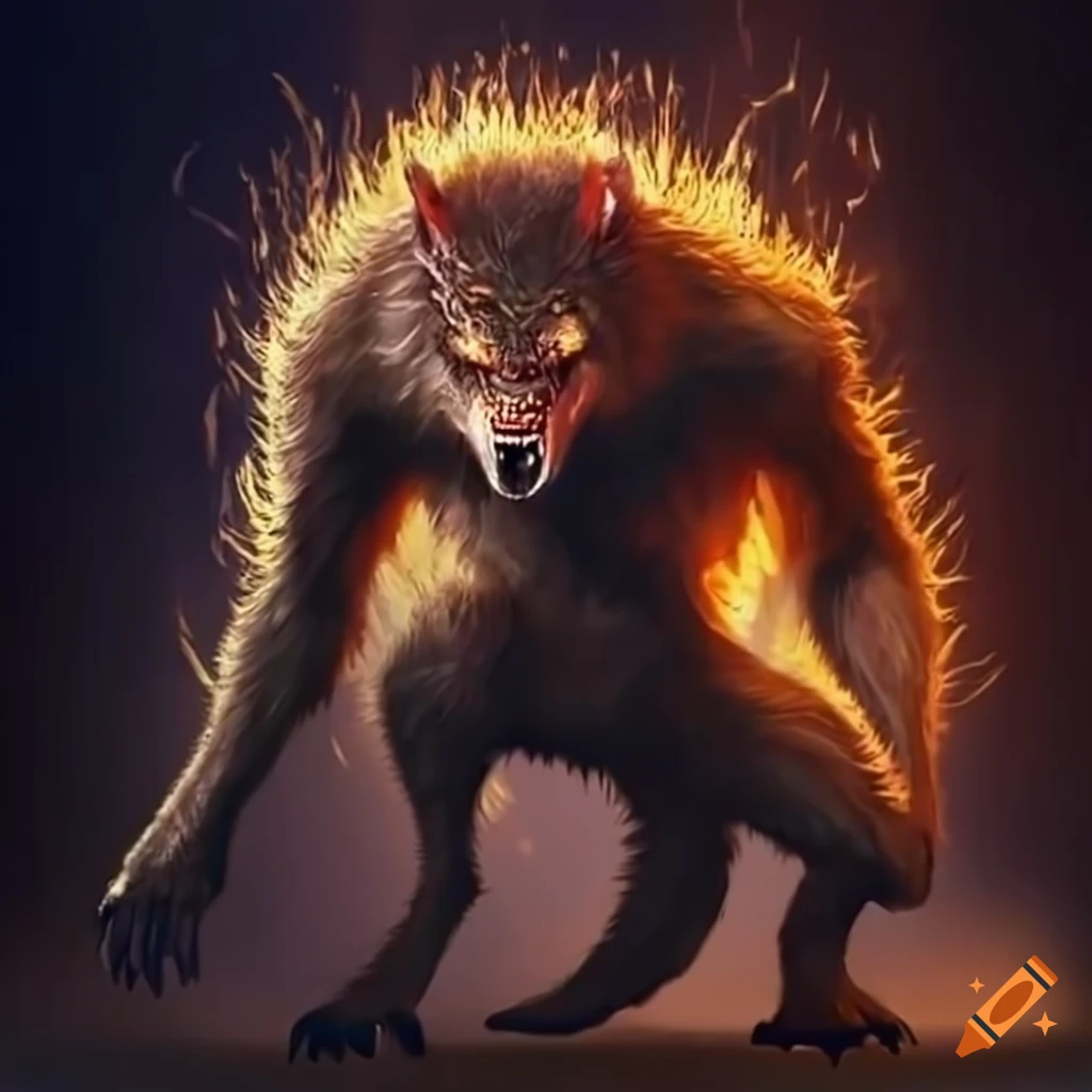 Electric werewolf with small antlers and sparks of electricity on Craiyon