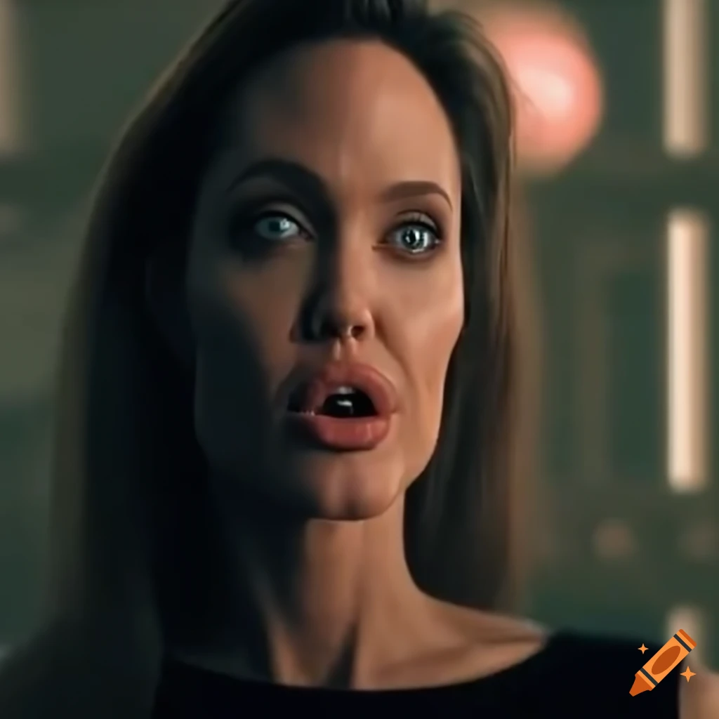 Angelina Jolie Amazed By A Handsome Man Entering The Room In A Movie Scene On Craiyon