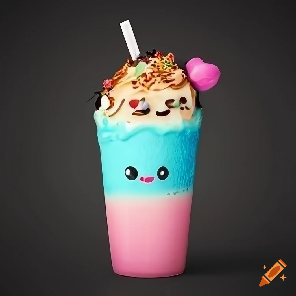 Whimsical kawaii milkshake with perfect lighting